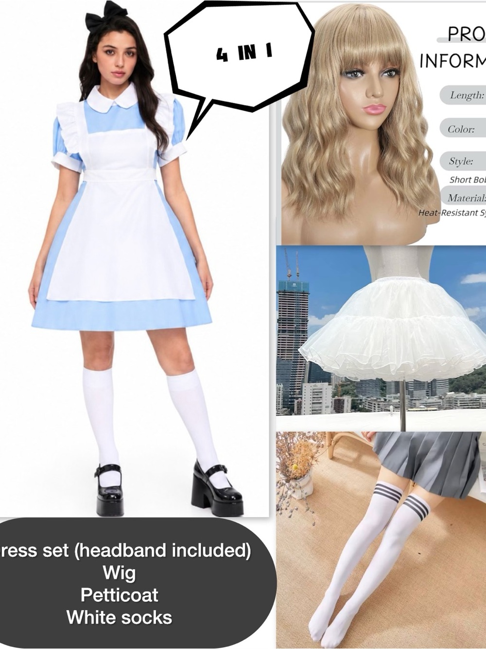 Alice in wonderland Costume Dress Set